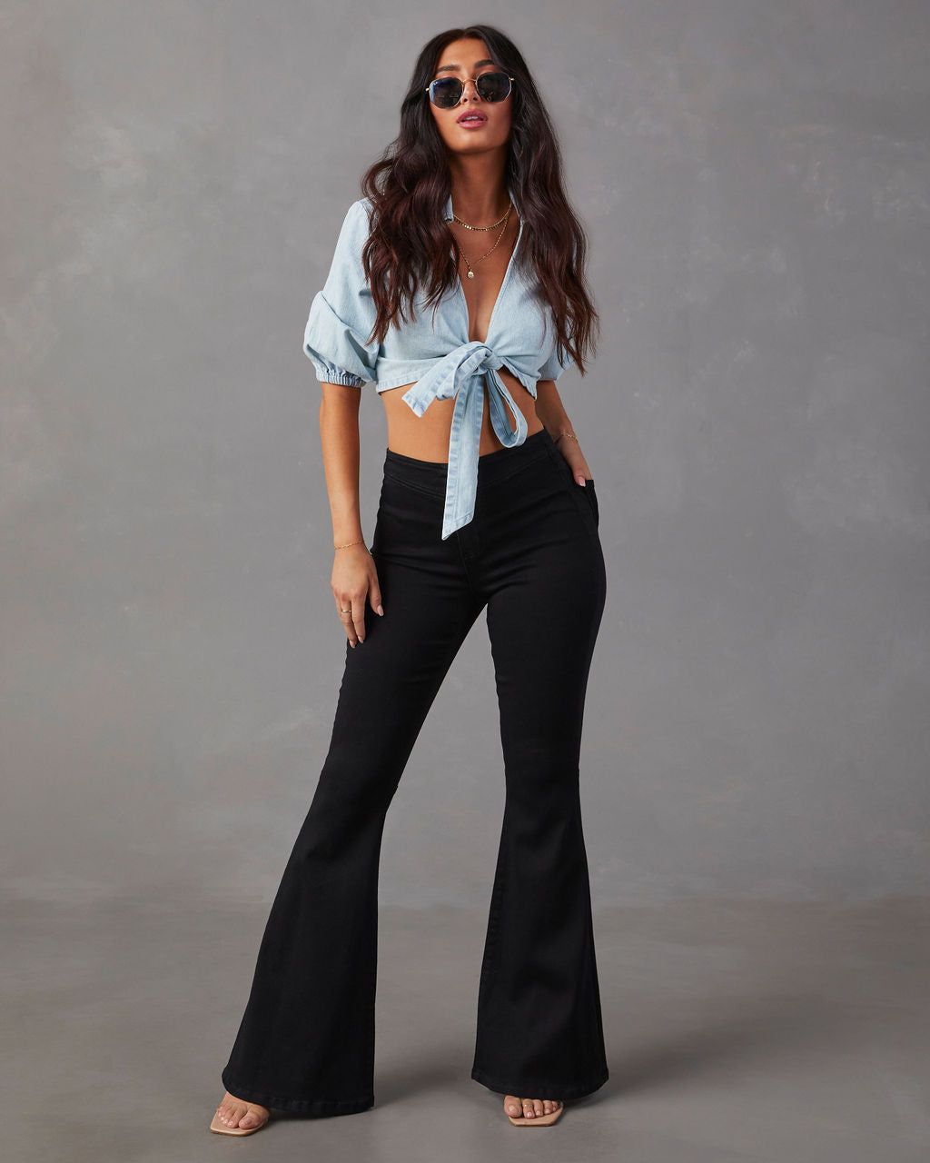 Netty Denim Wrap Top - Light Denim sold by Vici product image thumbnail 2