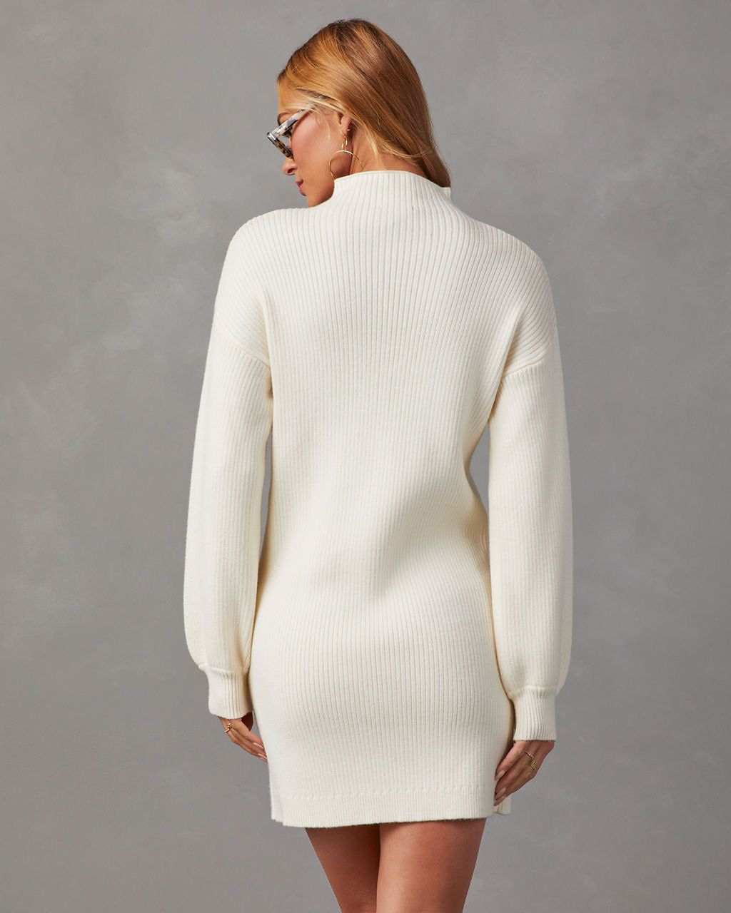 Anastasia Mock Neck Knit Sweater Dress - Cream sold by Vici product image thumbnail 4