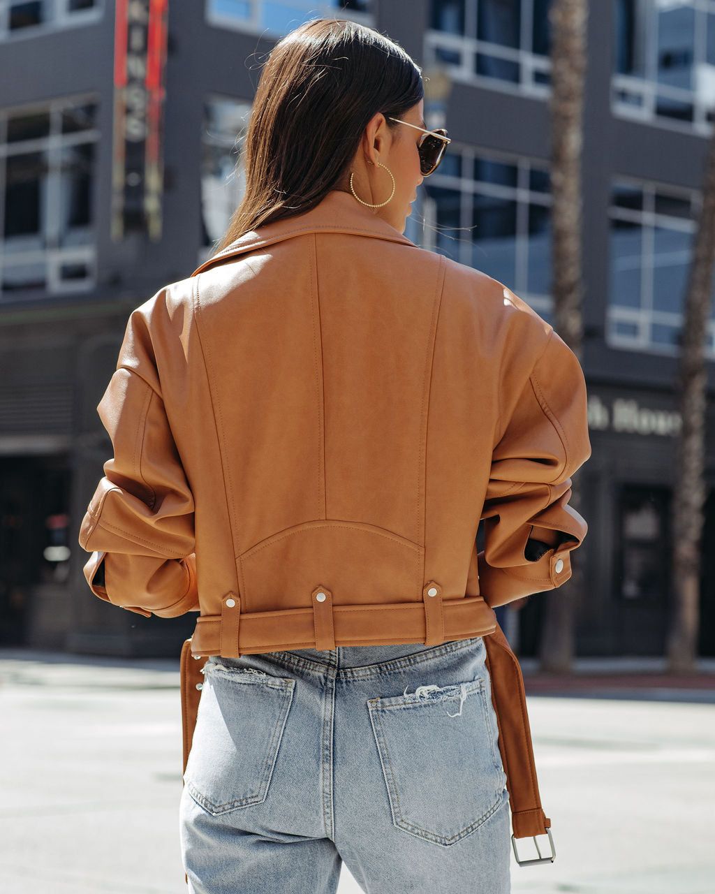 Lucia Pocketed Faux Leather Crop Moto Jacket - Biscotti - FINAL SALE sold by Vici product image thumbnail 2