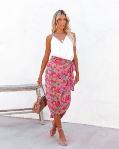 Villa For The Summer Floral Wrap Midi Skirt - FINAL SALE sold by Vici