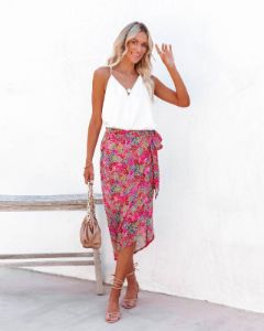 Villa For The Summer Floral Wrap Midi Skirt - FINAL SALE sold by Vici