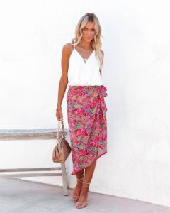 Villa For The Summer Floral Wrap Midi Skirt - FINAL SALE sold by Vici