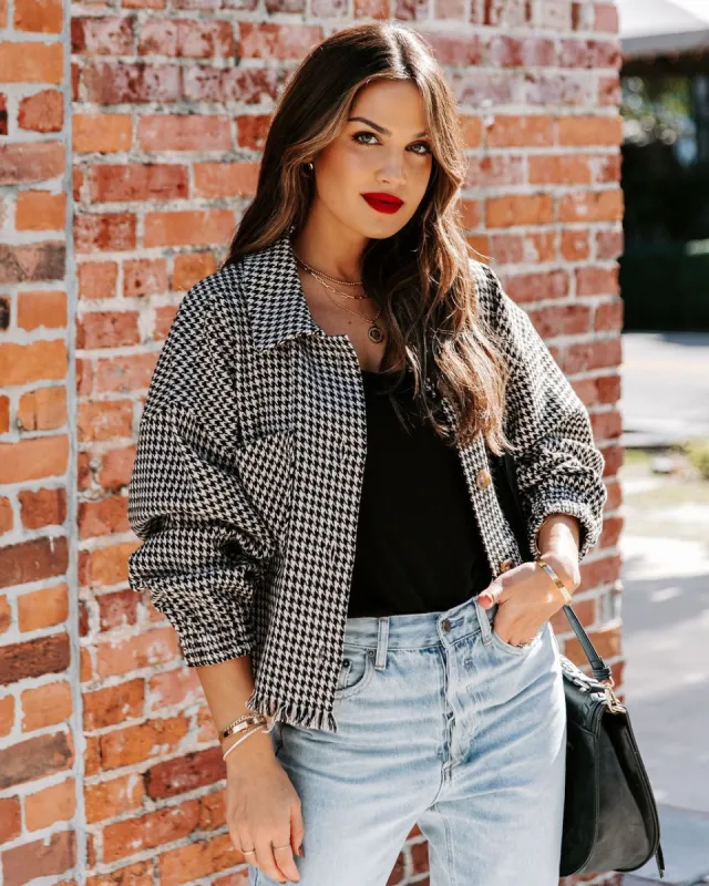 Shiloh Frayed Houndstooth Shacket - FINAL SALE made by Vici