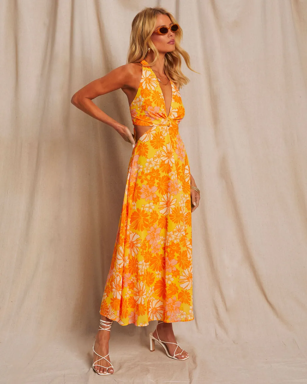 Newport Printed Halter Neck Cutout Midi Dress sold by Vici product image thumbnail 3
