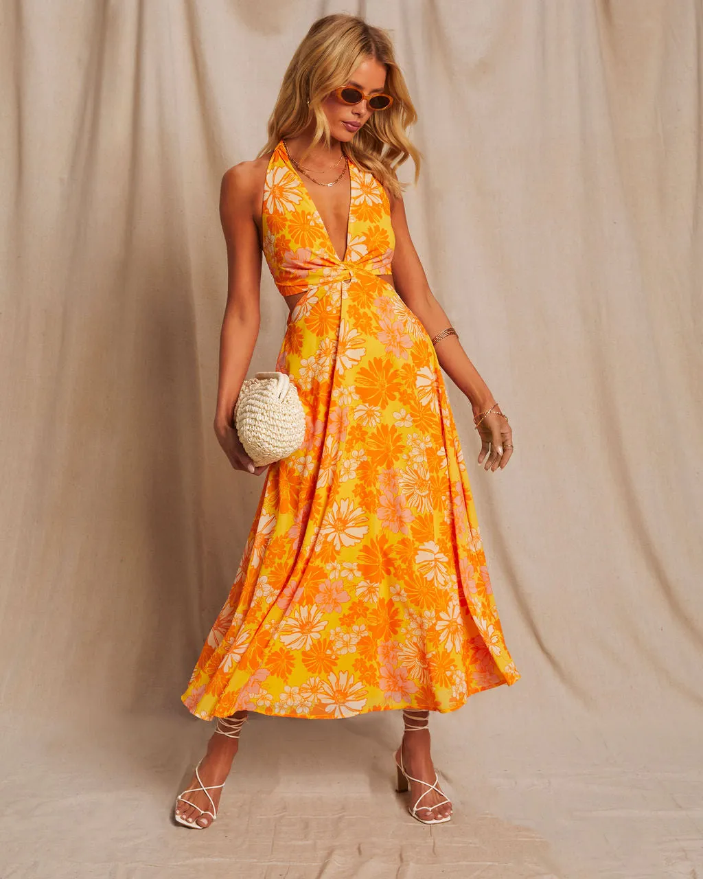 Newport Printed Halter Neck Cutout Midi Dress sold by Vici product image thumbnail 5