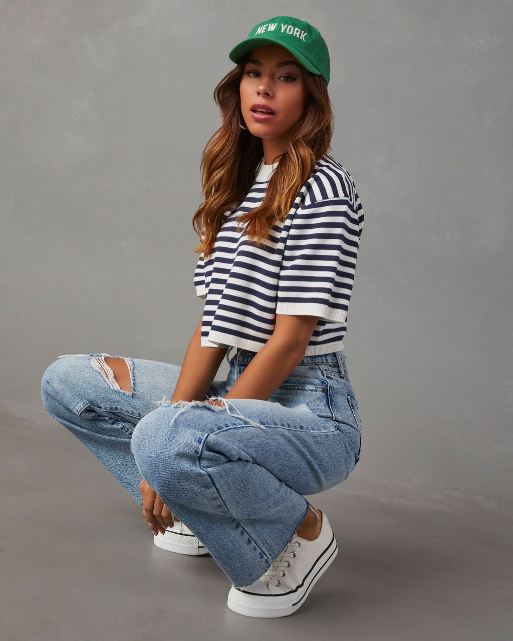 Waterford Striped Short Sleeve Crop Top sold by Vici product image thumbnail 4