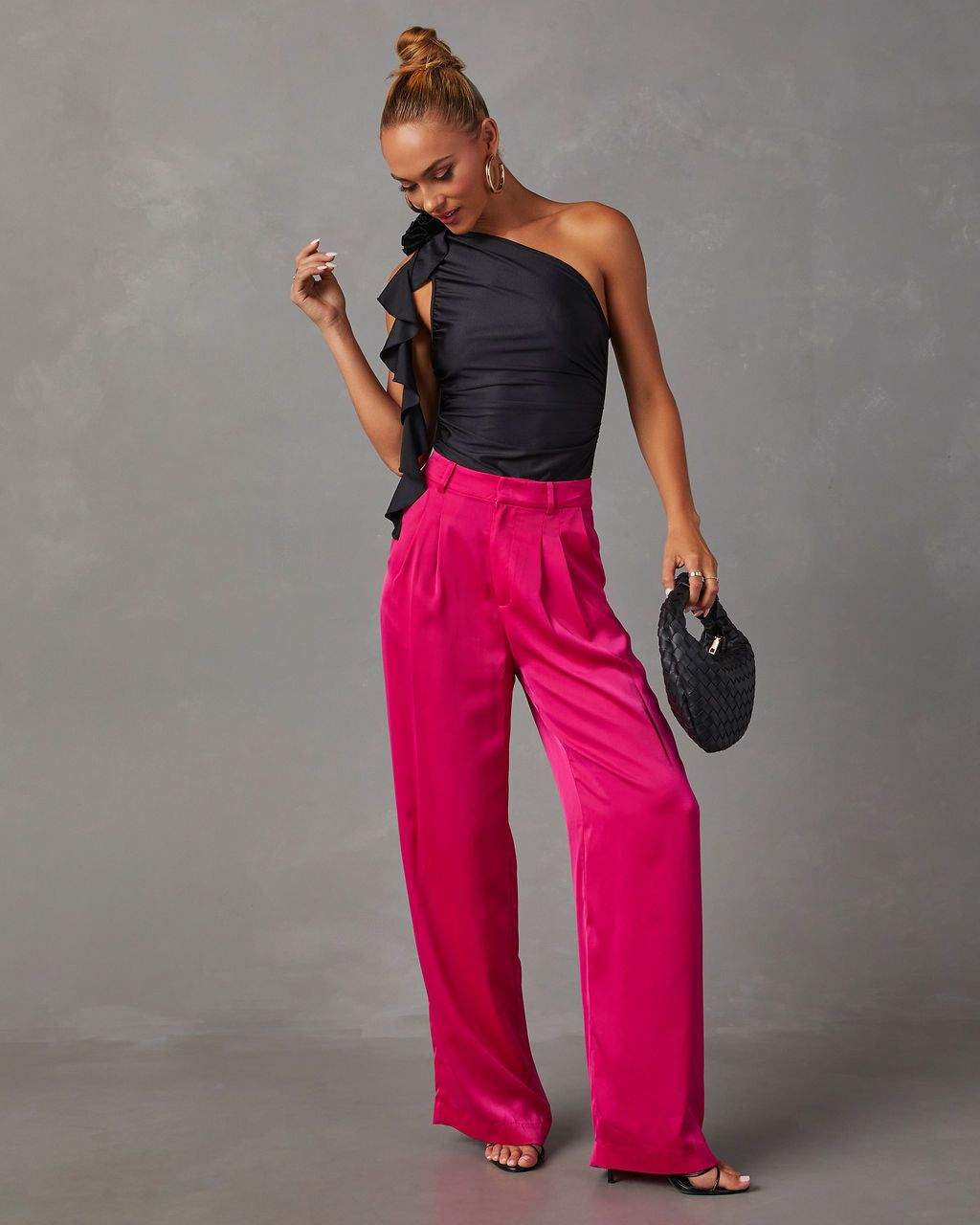 Amarissa One Shoulder Rosette Ruffle Bodysuit - Black sold by Vici product image thumbnail 6