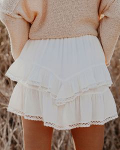 Viana Ruffle Tiered Crochet Mini Skirt - FINAL SALE sold by Vici