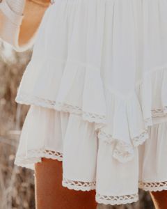 Viana Ruffle Tiered Crochet Mini Skirt - FINAL SALE sold by Vici