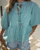 Sonia Bow Detail Puff Sleeve Top sold by Vici