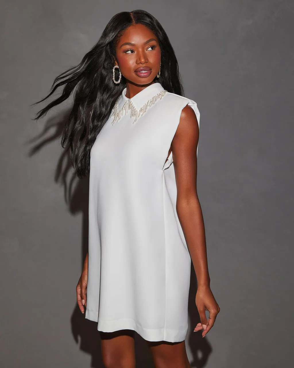 Elenora Embellished Collared Mini Dress sold by Vici product image thumbnail 3