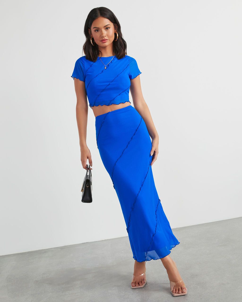 Markella Lettuce Trim Crop Top - Royal Blue sold by Vici product image thumbnail 5