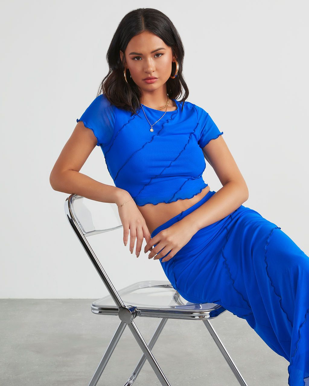 Markella Lettuce Trim Crop Top - Royal Blue sold by Vici product image thumbnail 6