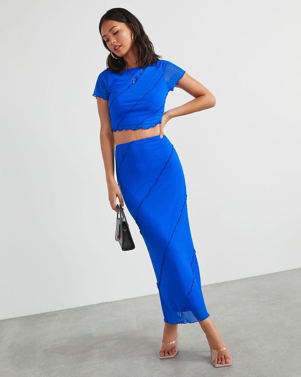 Markella Lettuce Trim Crop Top - Royal Blue sold by Vici product image thumbnail 2