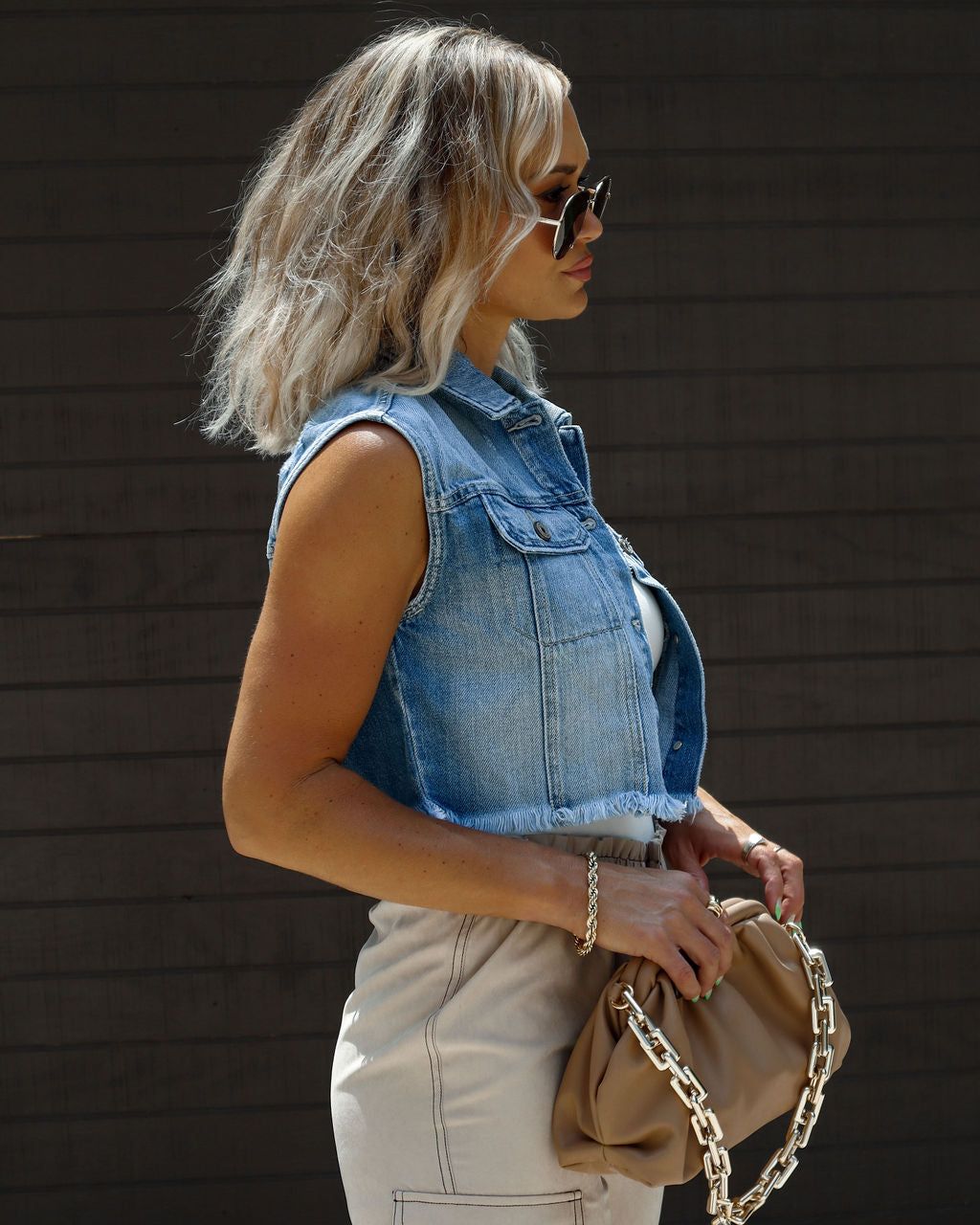 West Bay Denim Crop Vest sold by Vici product image thumbnail 4