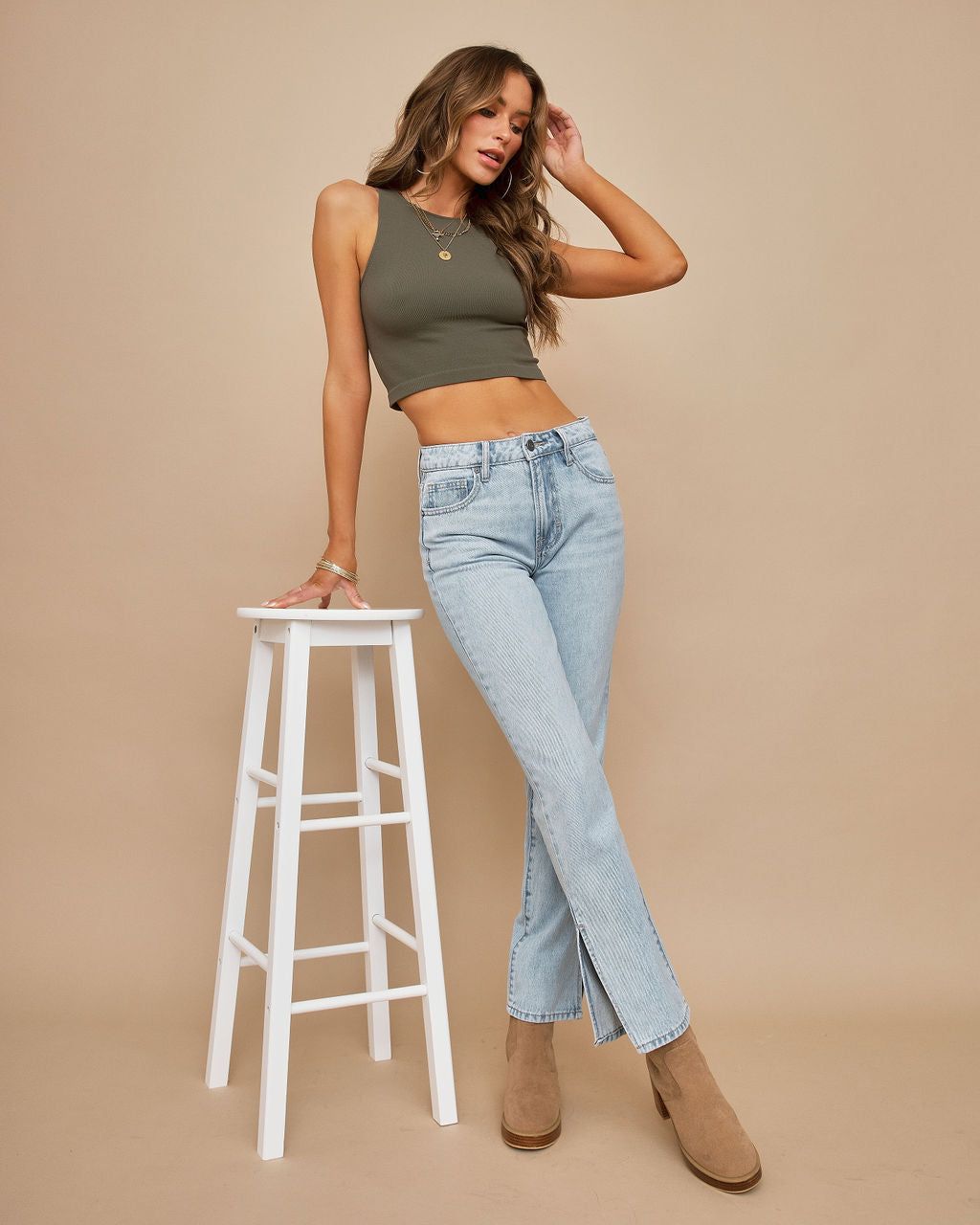 Icon High Rise Slit Straight Denim sold by Vici product image thumbnail 3