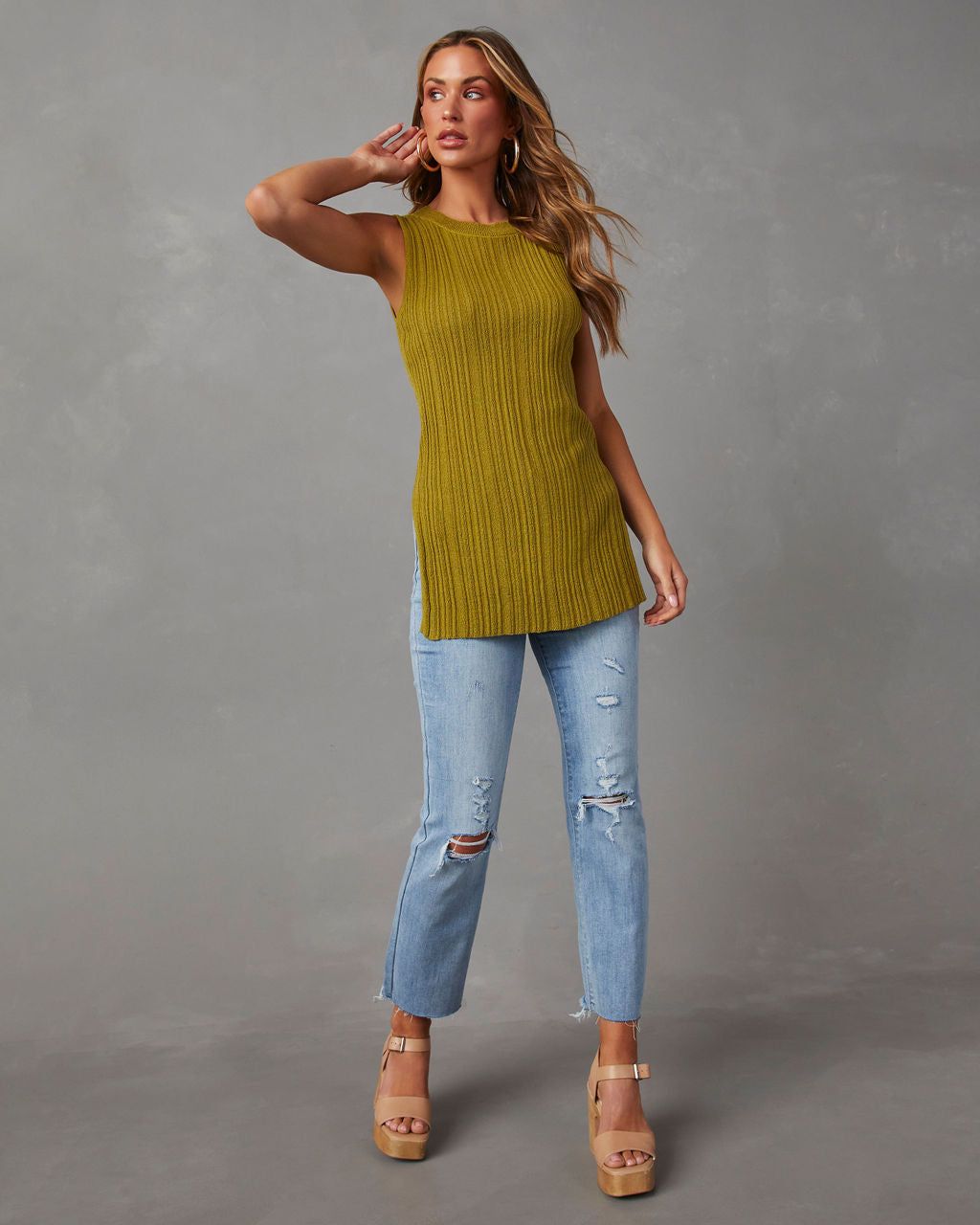 Gilda Sleeveless Top - Light Olive - SALE sold by Vici product image thumbnail 6