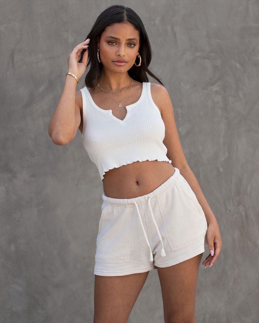 Devon Ribbed Lettuce Hem Crop Tank sold by Vici