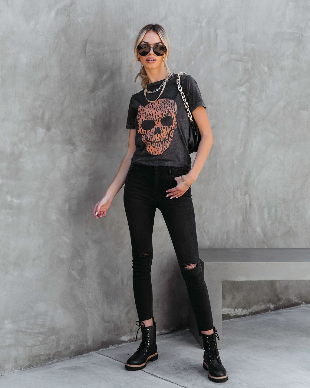 Skull On The Prowl Cotton Tee - FINAL SALE sold by Vici product image thumbnail 3