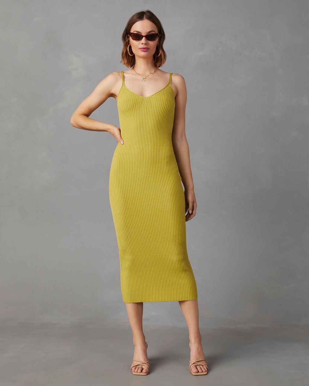 Marleigh Ribbed Knit Bodycon Midi Dress - Green - FINAL SALE sold by Vici product image thumbnail 6
