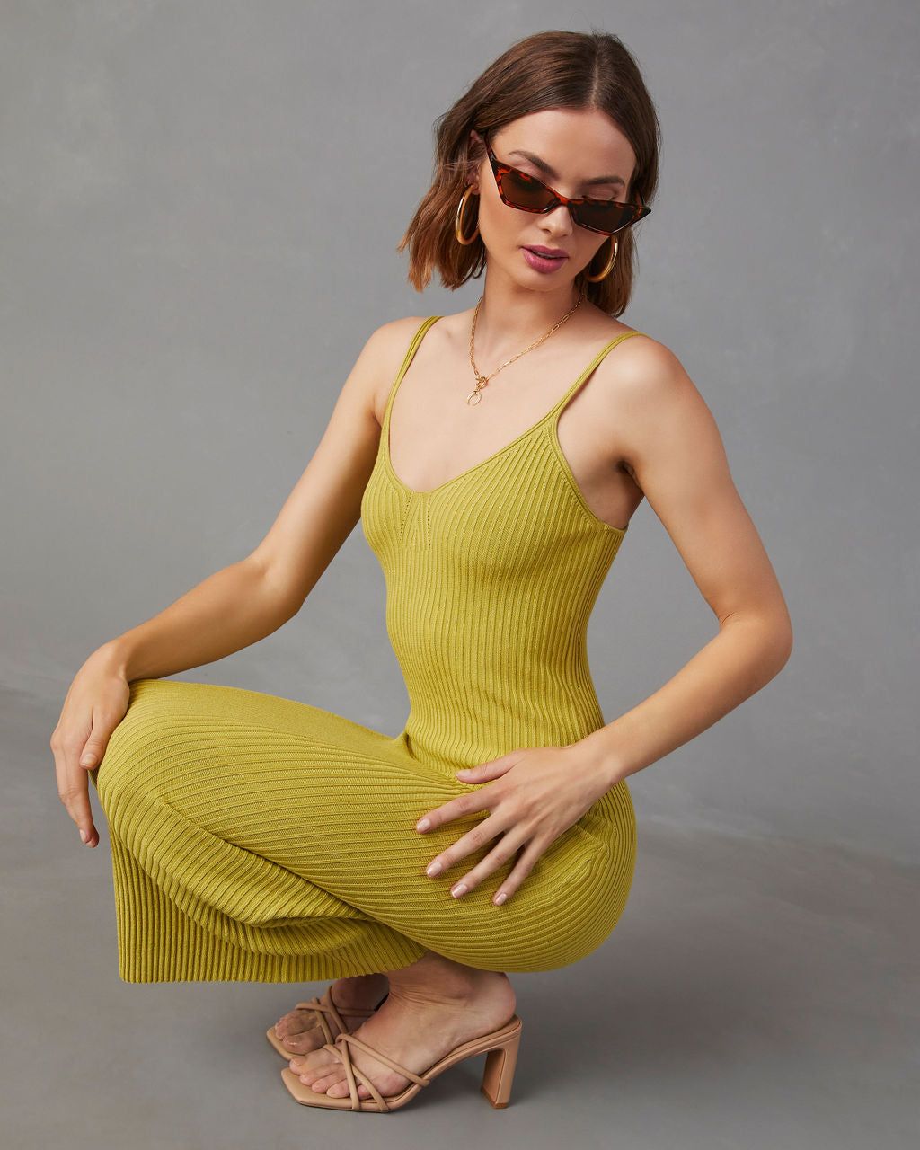 Marleigh Ribbed Knit Bodycon Midi Dress - Green - FINAL SALE sold by Vici product image thumbnail 7