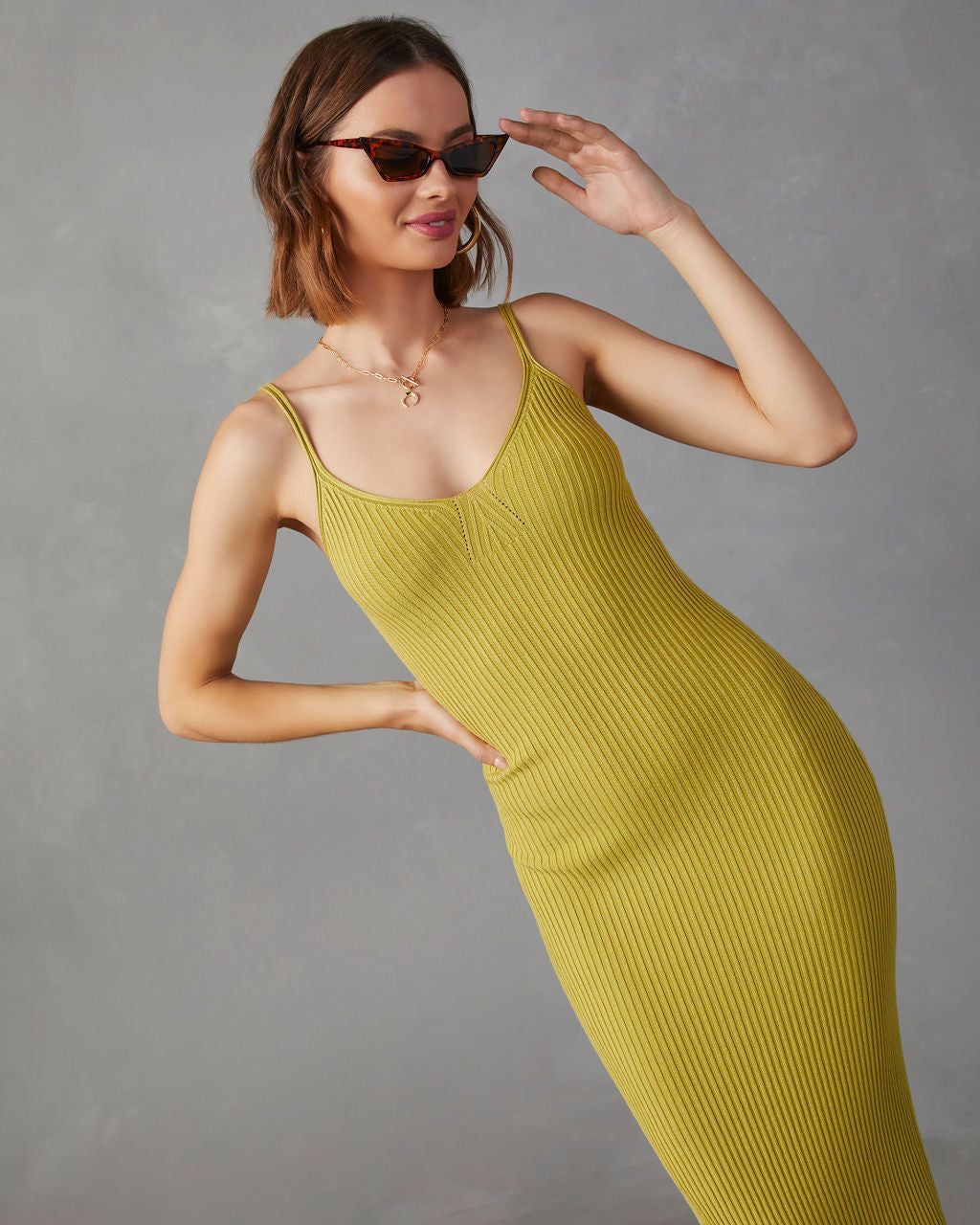 Marleigh Ribbed Knit Bodycon Midi Dress - Green - FINAL SALE sold by Vici product image thumbnail 5