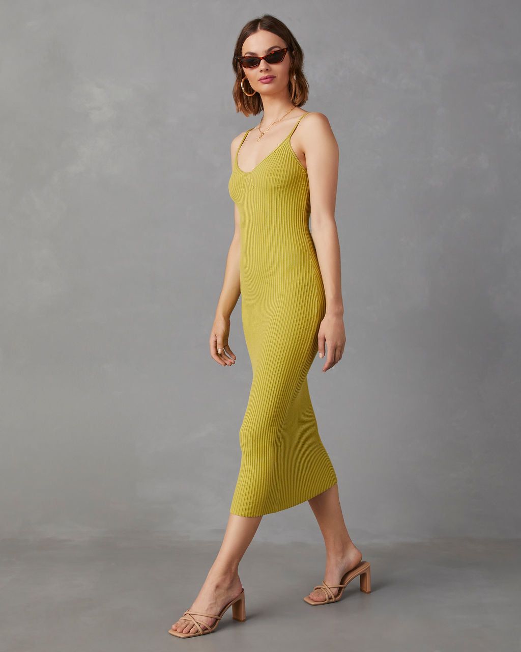 Marleigh Ribbed Knit Bodycon Midi Dress - Green - FINAL SALE sold by Vici product image thumbnail 4