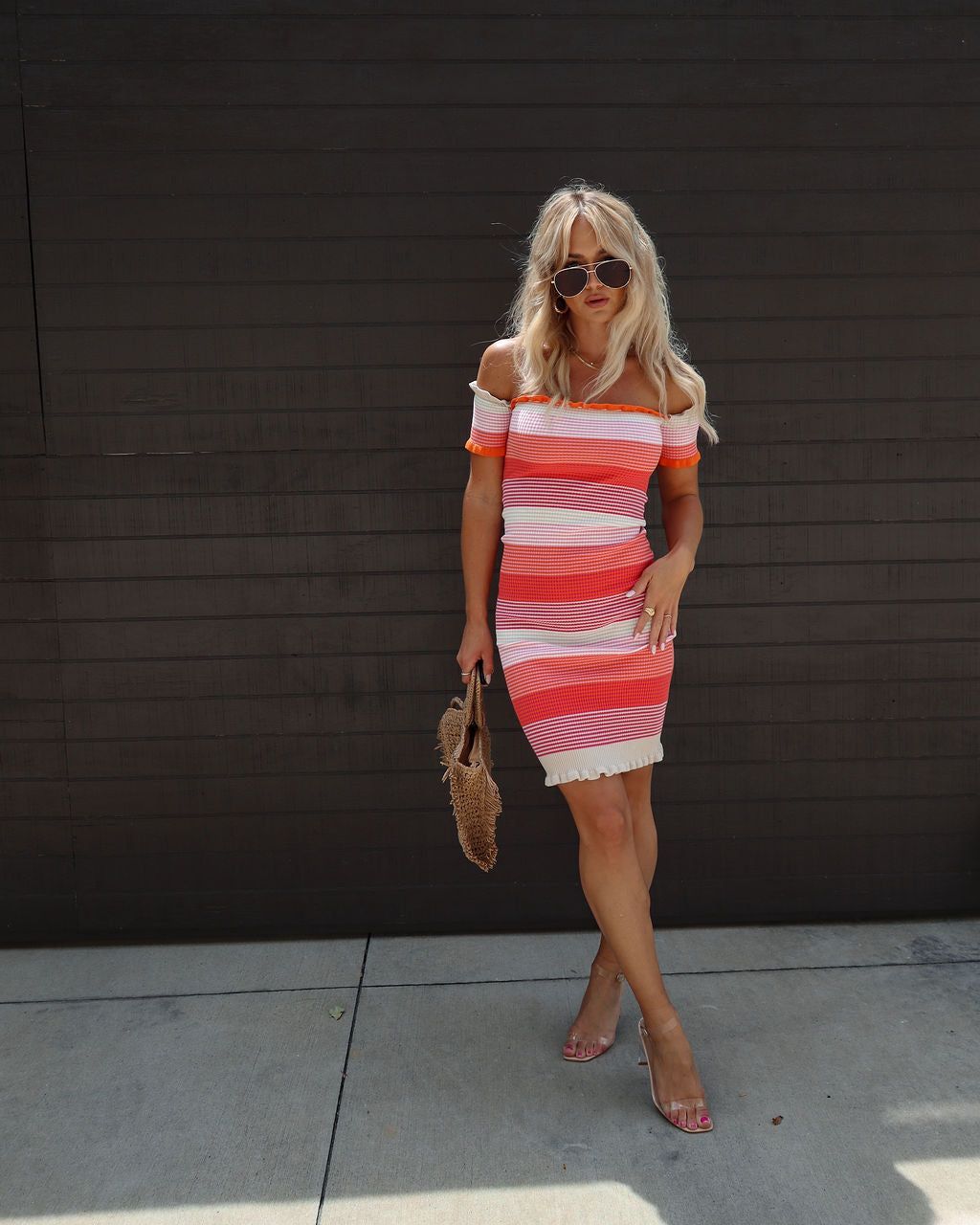 Paityn Cotton Blend Striped Off The Shoulder Midi sold by Vici product image thumbnail 3