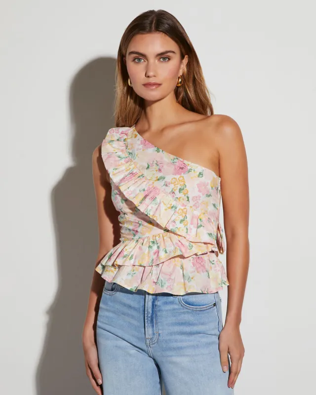 Tiana Floral One Shoulder Top sold by Vici