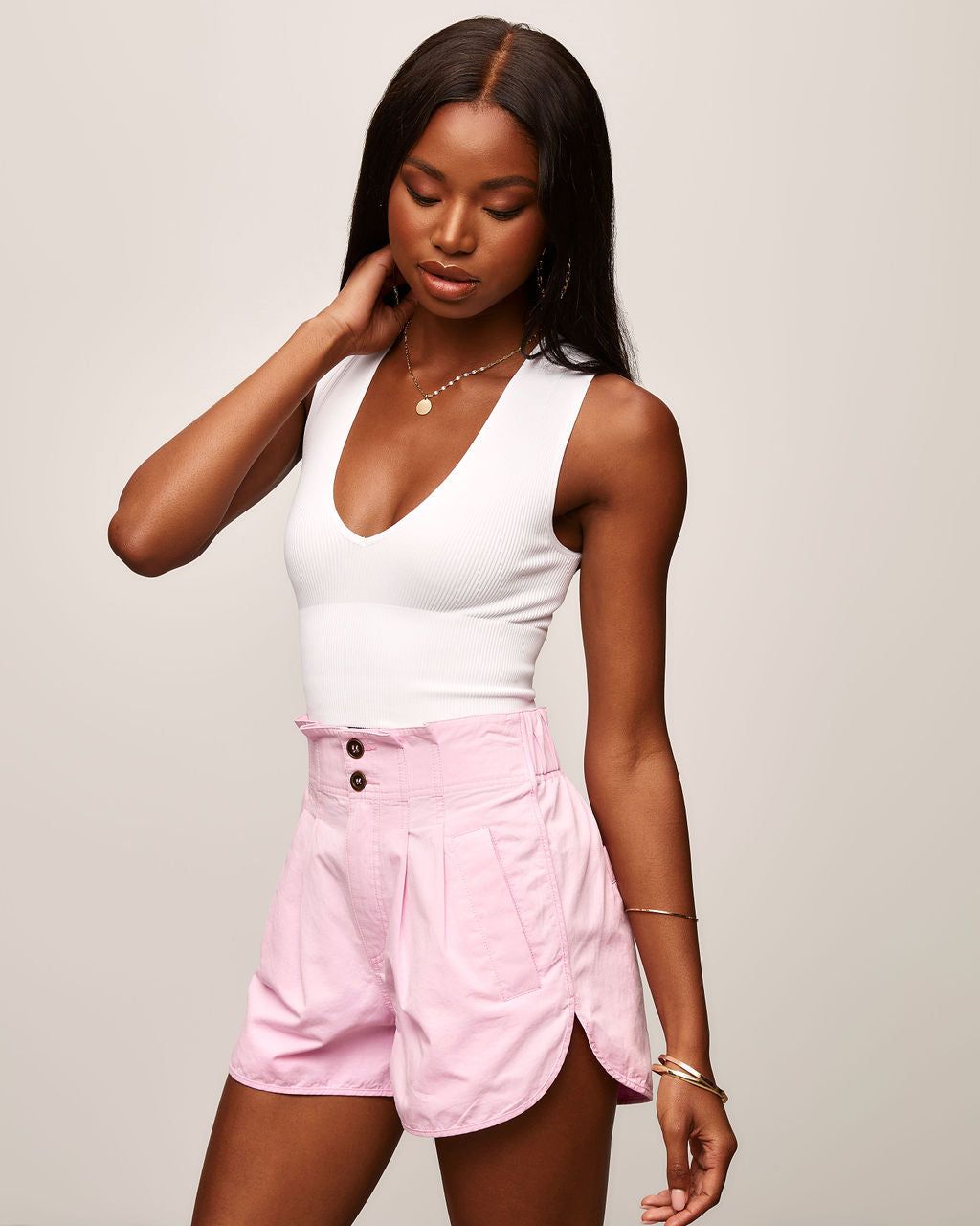 Gigi Ribbed V-Neck Crop Tank - White - FINAL SALE sold by Vici product image thumbnail 5