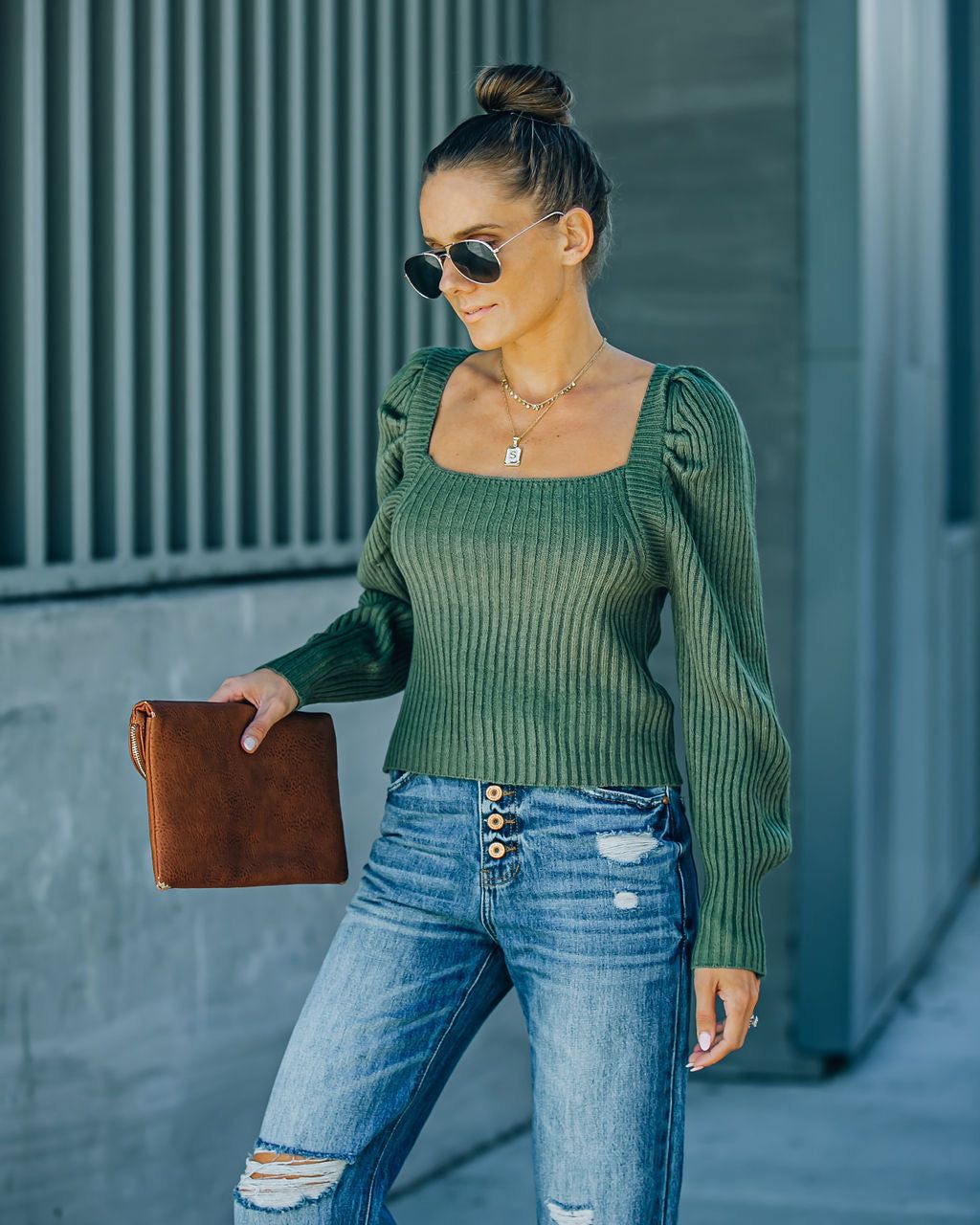Ford Square Neck Knit Sweater - Fern Green - FINAL SALE sold by Vici product image thumbnail 7