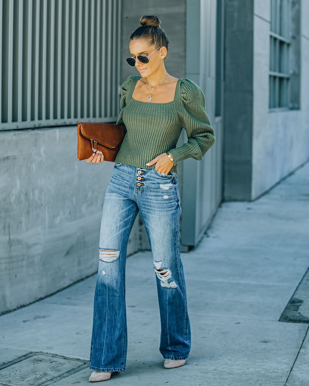 Ford Square Neck Knit Sweater - Fern Green - FINAL SALE sold by Vici product image thumbnail 6