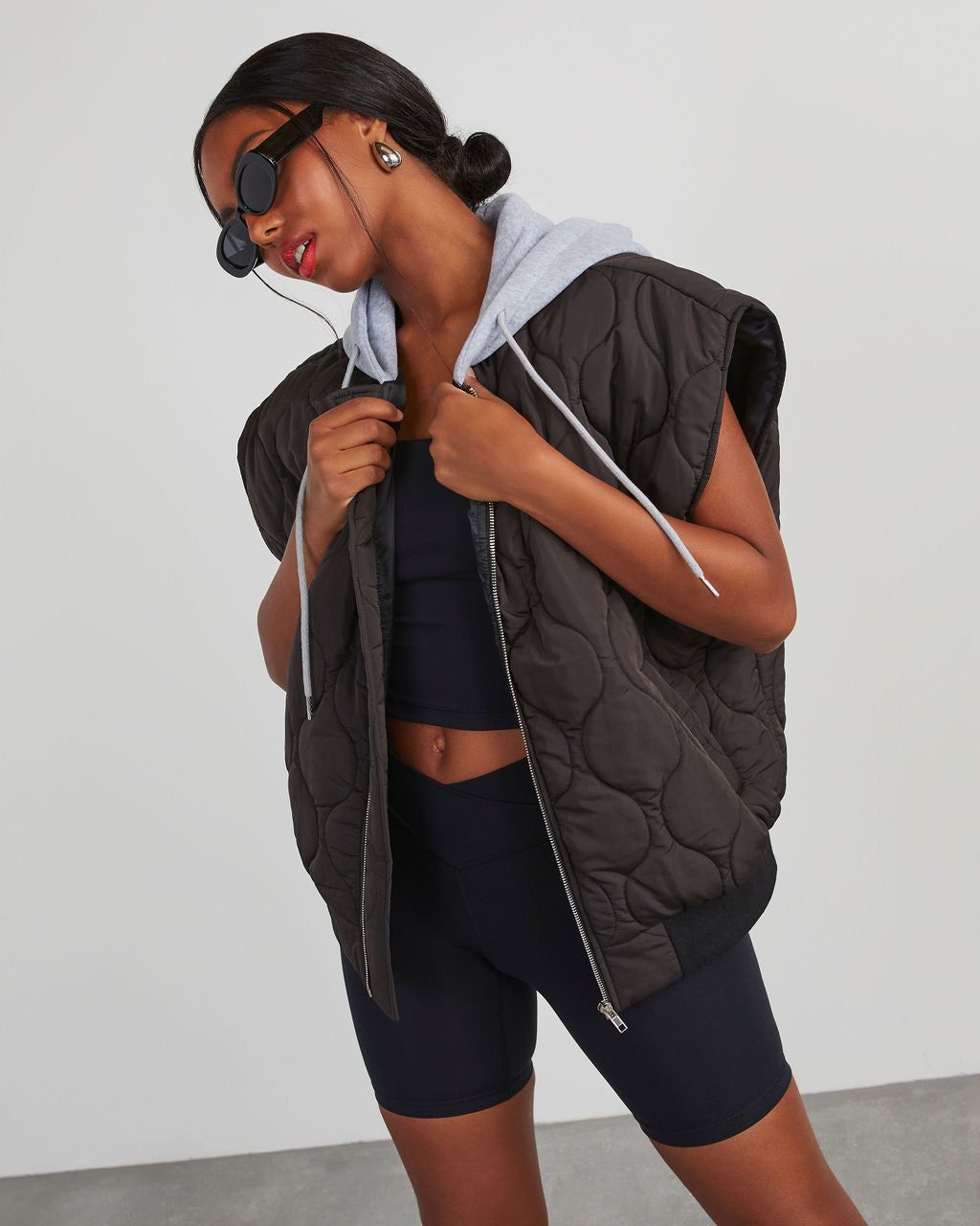 Fall And Forever Hooded Puffer Vest - Black sold by Vici