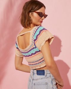 Vallejo Crochet Knit Crop Top sold by Vici