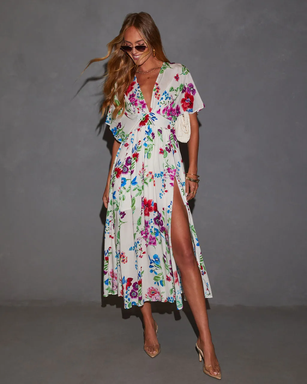 Catrina Kimono Floral Midi Dress sold by Vici product image thumbnail 5