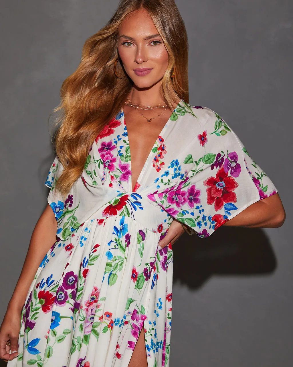 Catrina Kimono Floral Midi Dress sold by Vici product image thumbnail 2