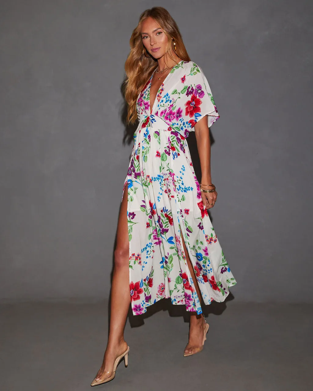 Catrina Kimono Floral Midi Dress sold by Vici product image thumbnail 3