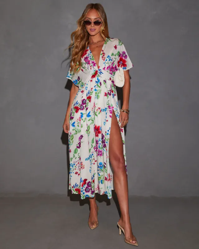 Catrina Kimono Floral Midi Dress sold by Vici