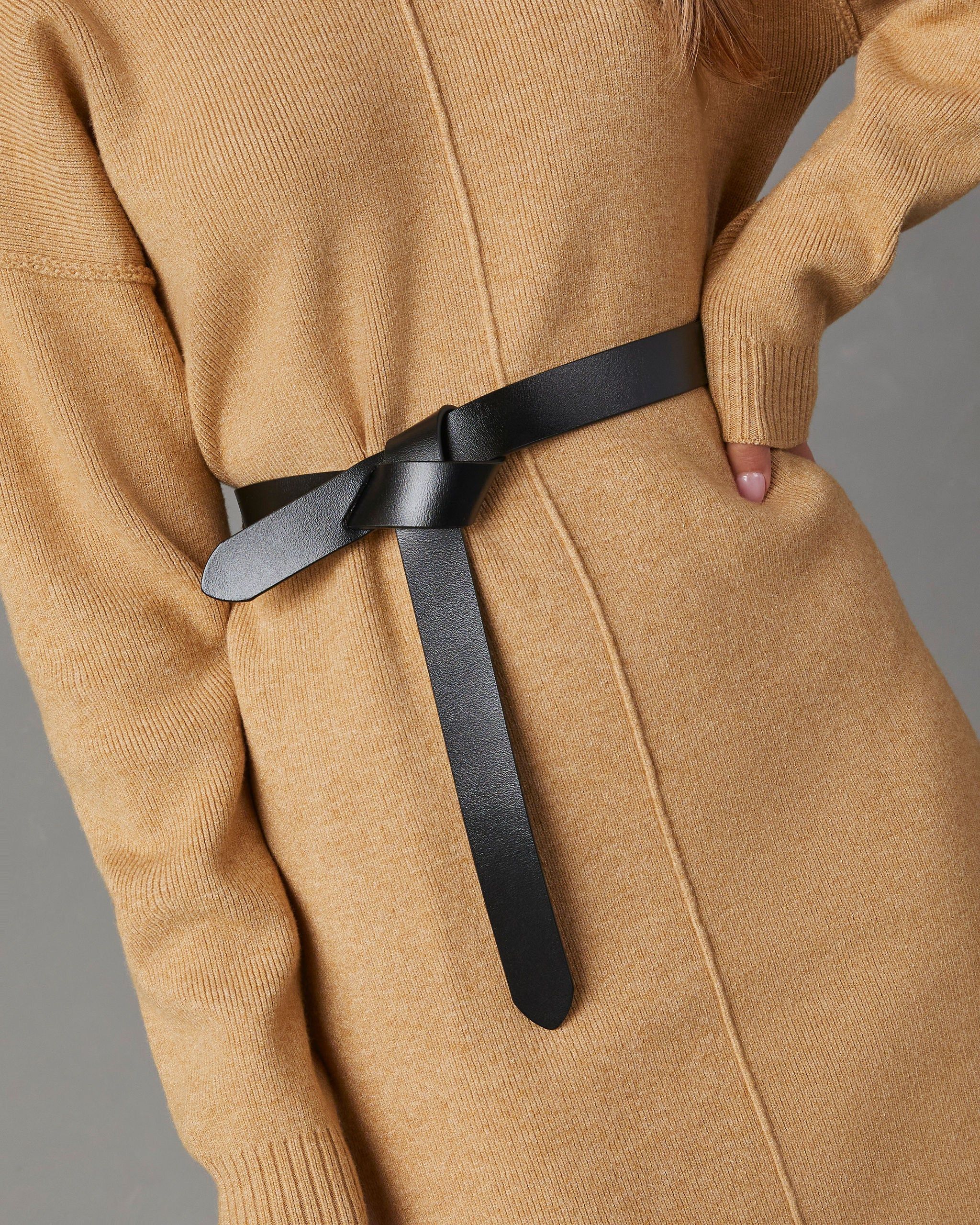 Marsella Tie Waist Mini Sweater Dress - Beige sold by Vici product image thumbnail 5