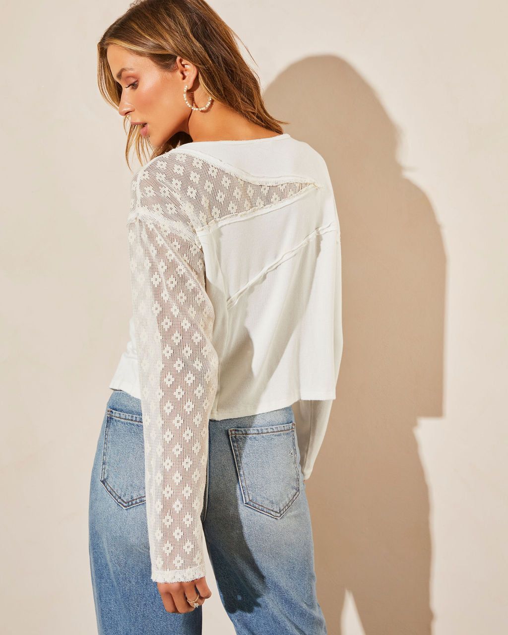 Iliana Sheer Sleeve Top - Off White - FINAL SALE sold by Vici product image thumbnail 2