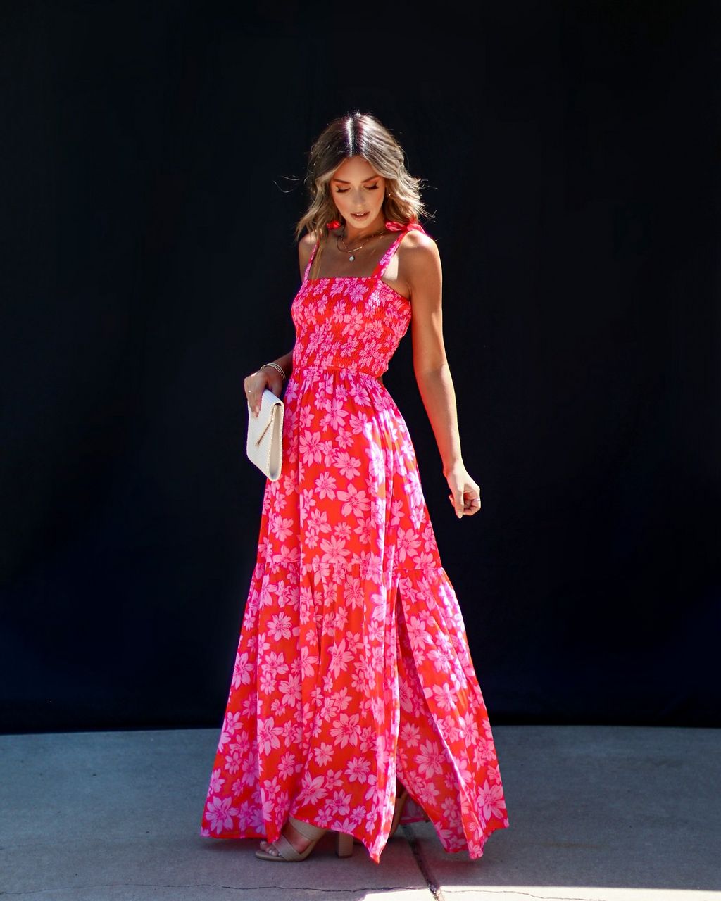 Cascais Smocked Maxi Dress sold by Vici