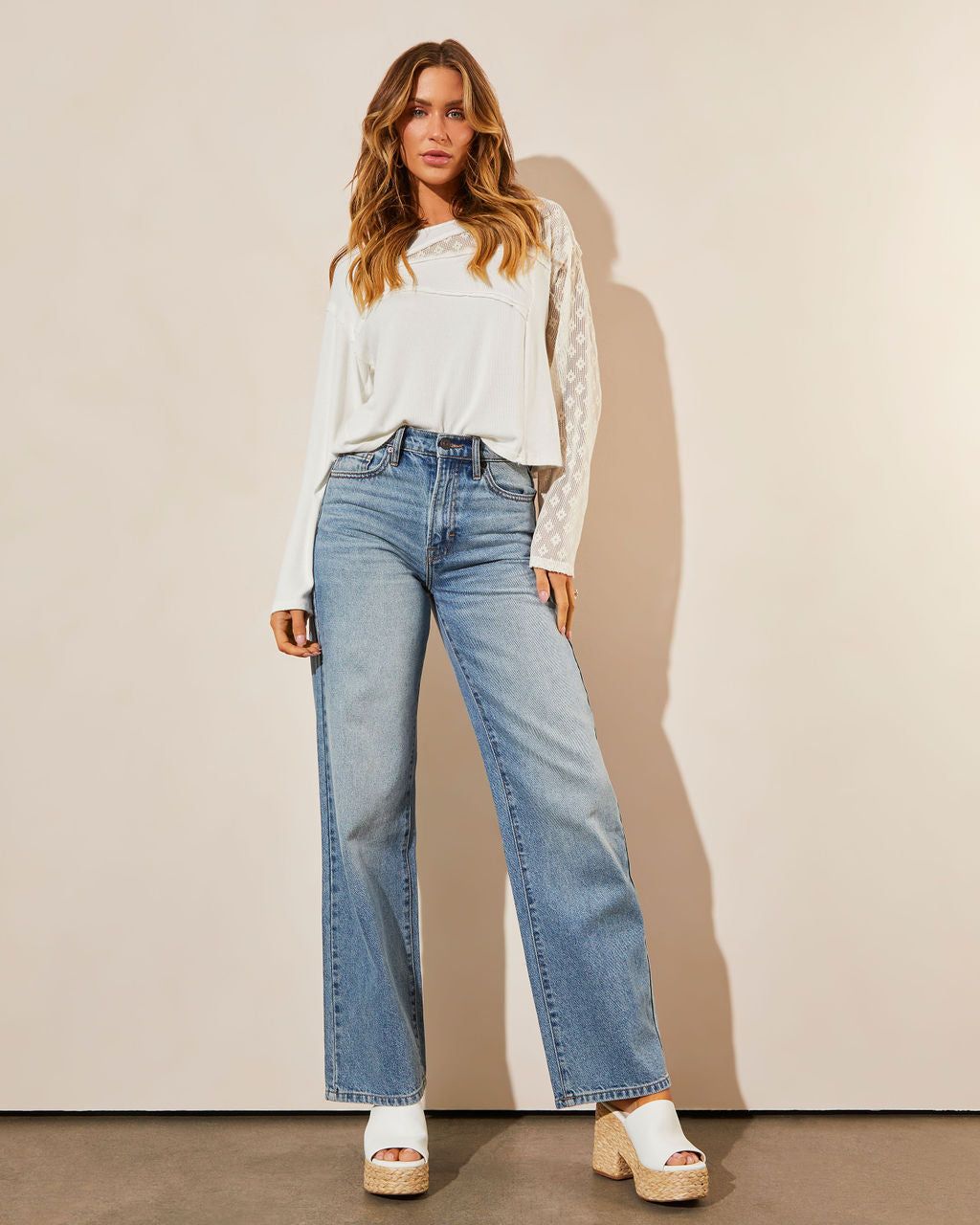 Iliana Sheer Sleeve Top - Off White - FINAL SALE sold by Vici product image thumbnail 6