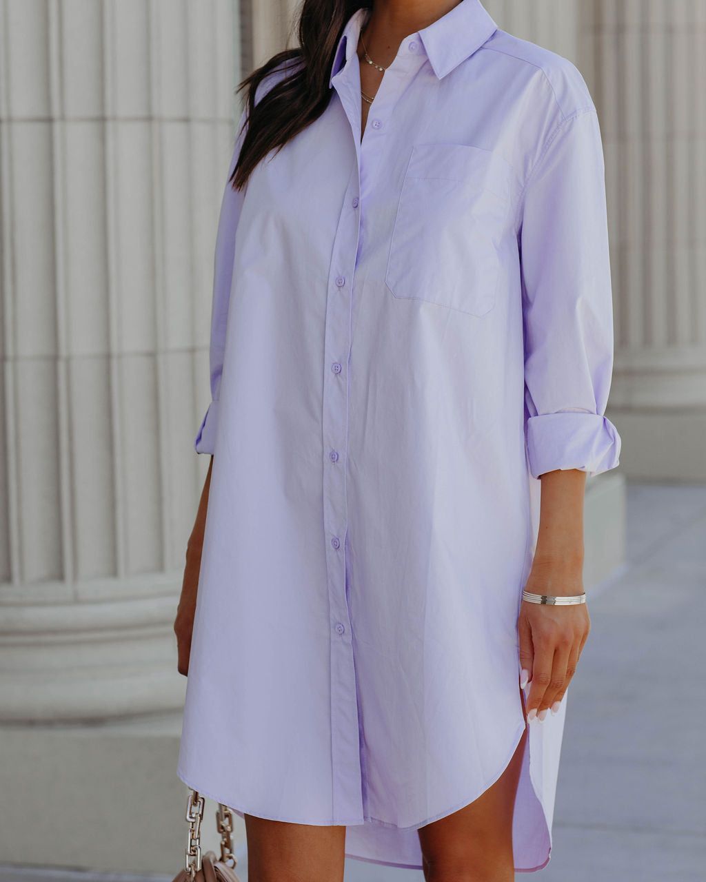 Harmony Cotton Button Down Shirt Dress - Lavender - FINAL SALE sold by Vici product image thumbnail 7