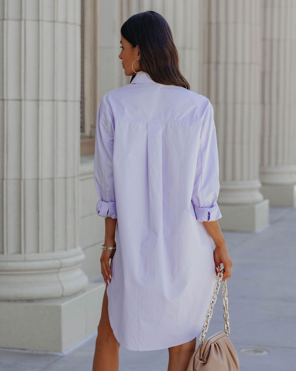 Harmony Cotton Button Down Shirt Dress - Lavender - FINAL SALE sold by Vici product image thumbnail 2