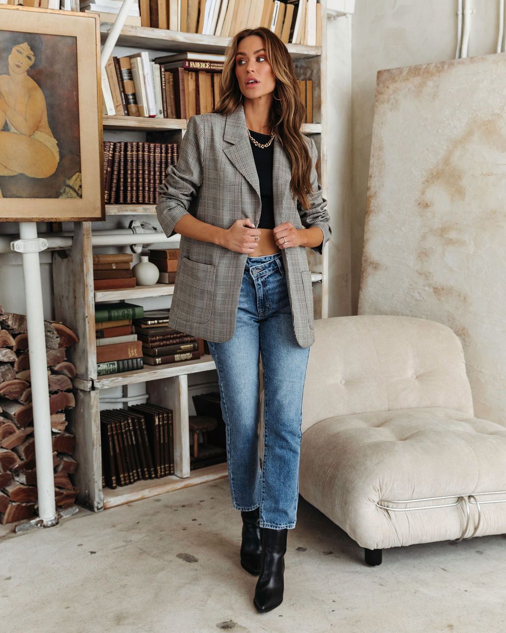 Frankie Plaid Pocketed Blazer sold by Vici product image thumbnail 3