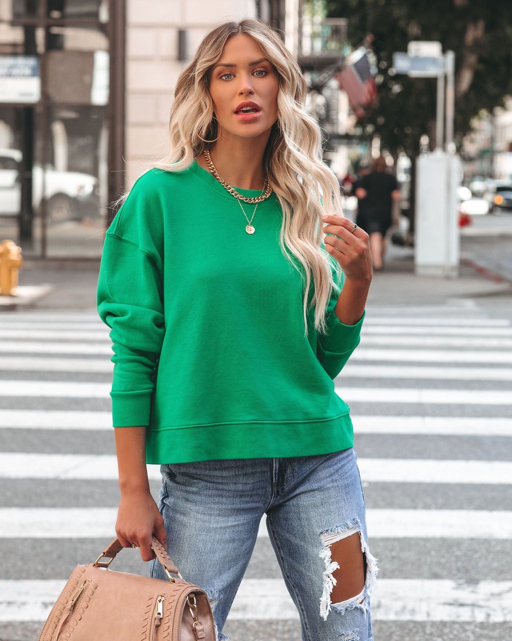 On The Daily Cotton Pullover - Green - FINAL SALE sold by Vici product image thumbnail 3