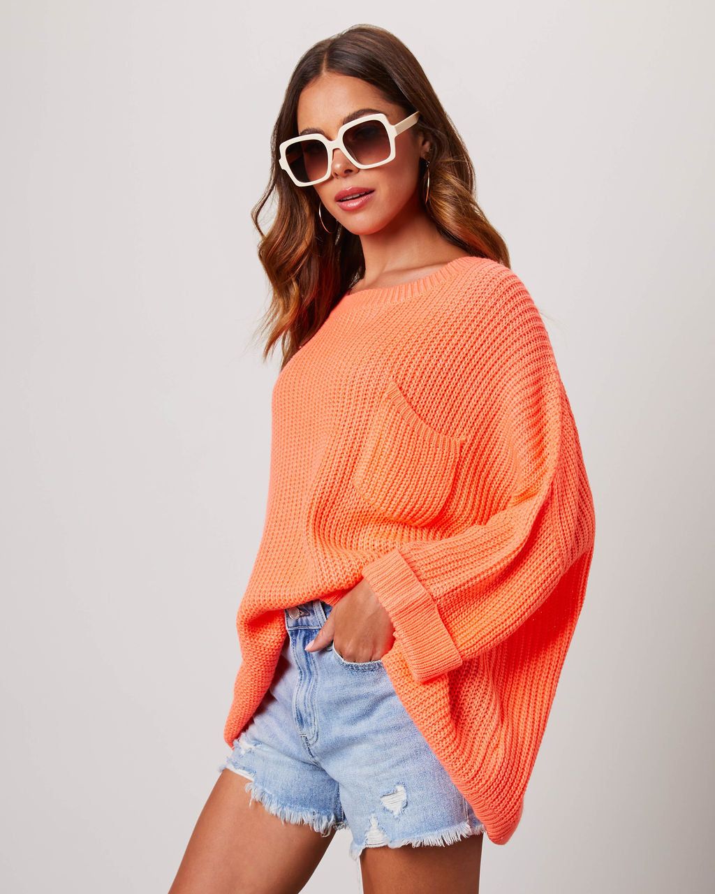 Amata Relaxed Lightweight Sweater - Orange - SALE sold by Vici product image thumbnail 5