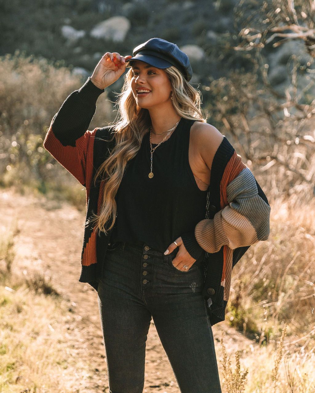 Glee Button Front Colorblock Cardigan - Black Multi - FINAL SALE sold by Vici product image thumbnail 8