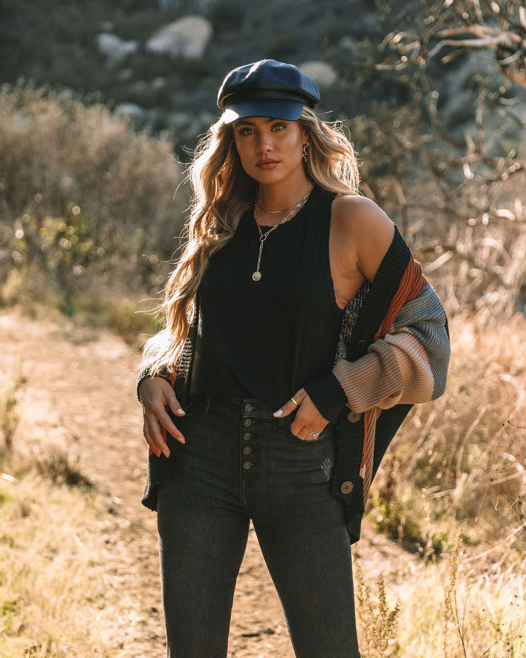 Glee Button Front Colorblock Cardigan - Black Multi - FINAL SALE sold by Vici product image thumbnail 10