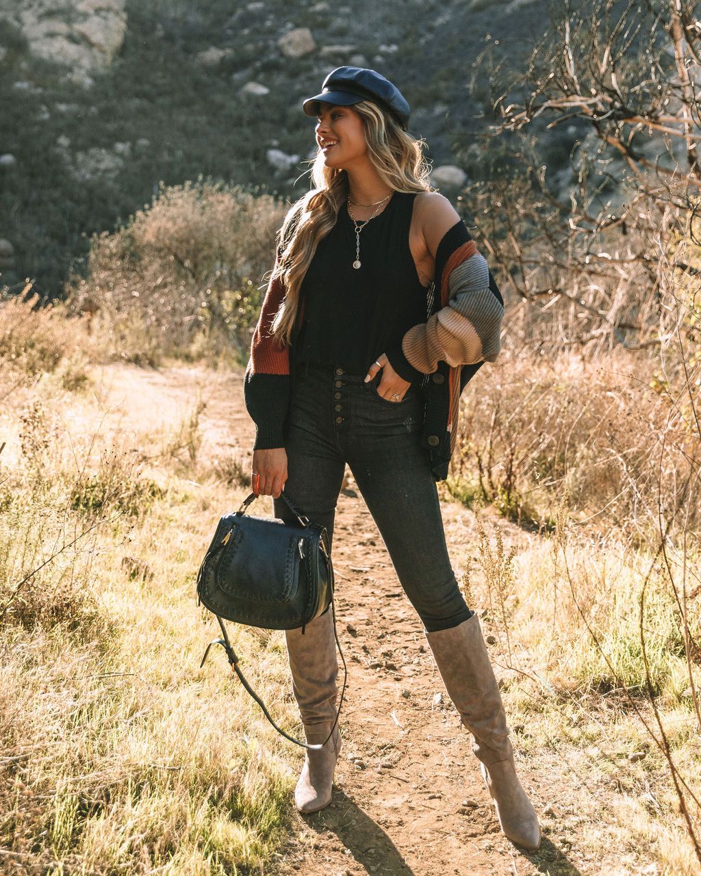 Glee Button Front Colorblock Cardigan - Black Multi - FINAL SALE sold by Vici product image thumbnail 6